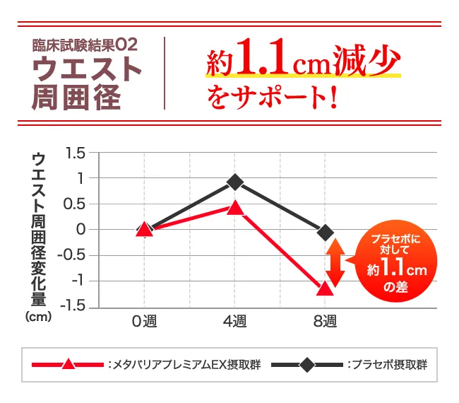 ウエスト周囲径に関する臨床試験結果